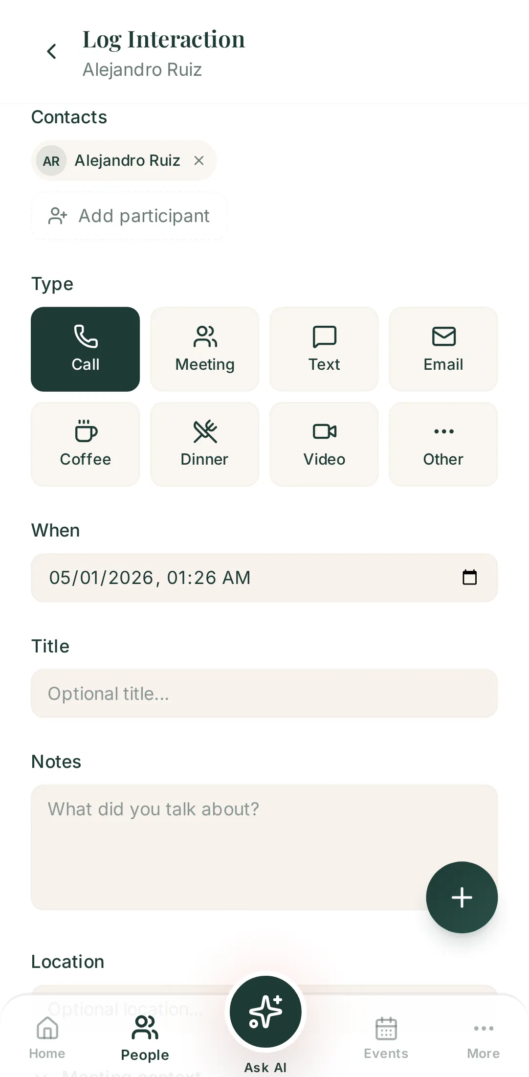 Aime interaction logging on mobile